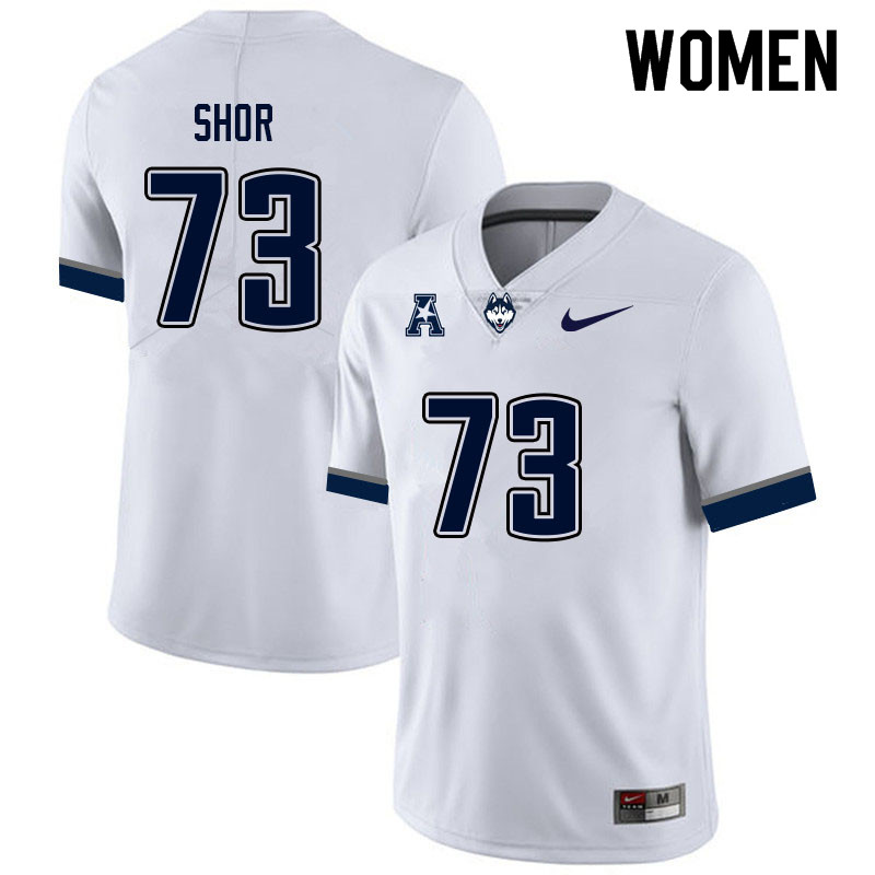 Women #73 Dayne Shor Uconn Huskies College Football Jerseys Sale-White - Click Image to Close